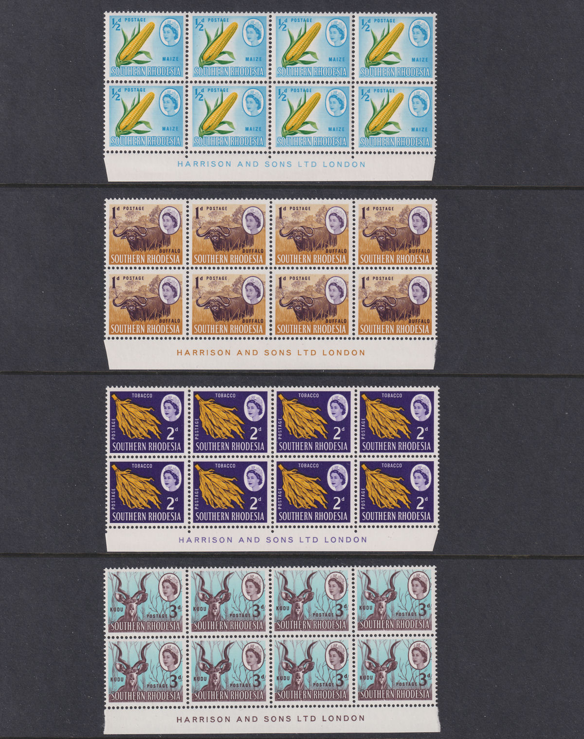 Southern Rhodesia 1964 QEII Block Set UM Mint SG92-105 cat £160 MNH most Imprint