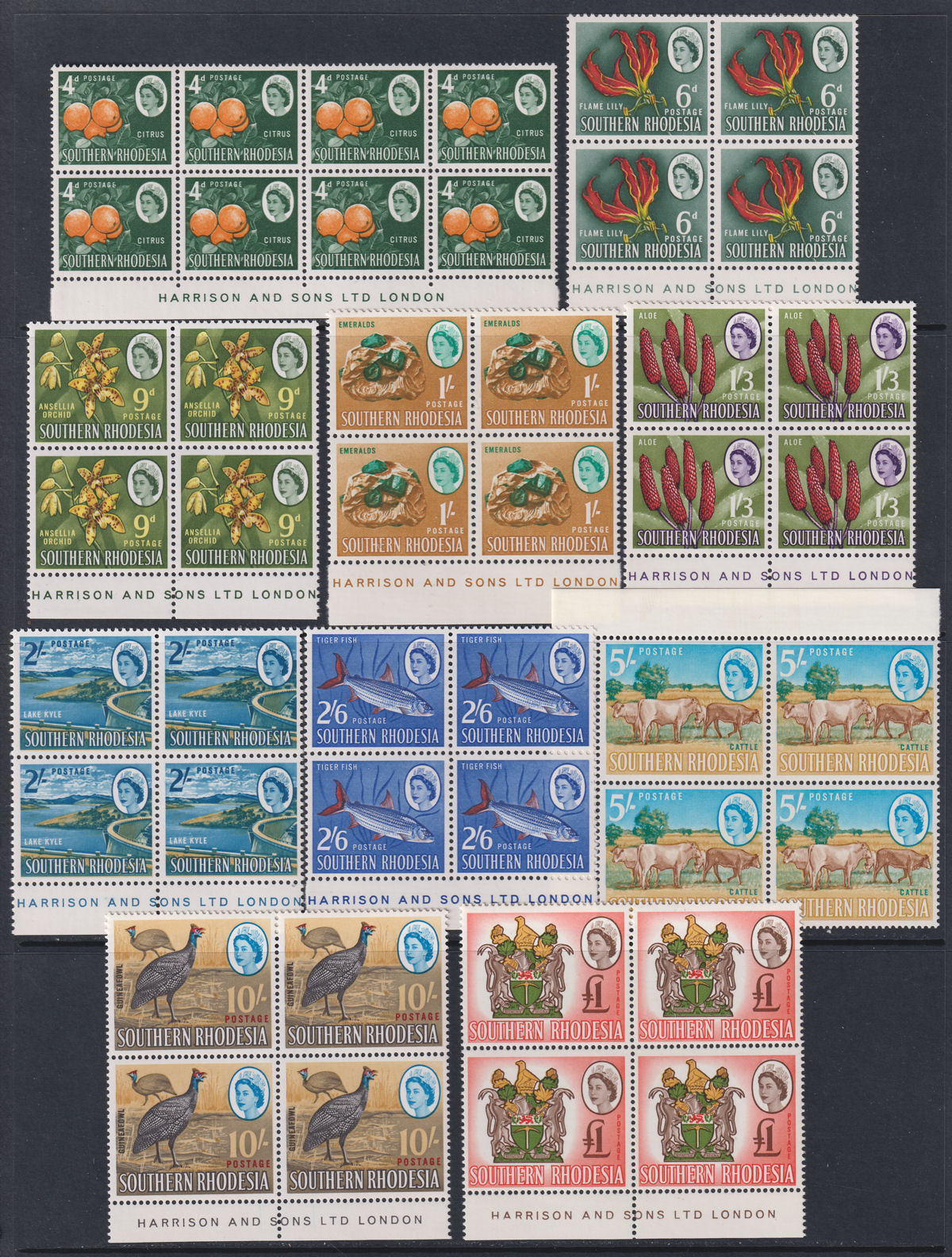 Southern Rhodesia 1964 QEII Block Set UM Mint SG92-105 cat £160 MNH most Imprint