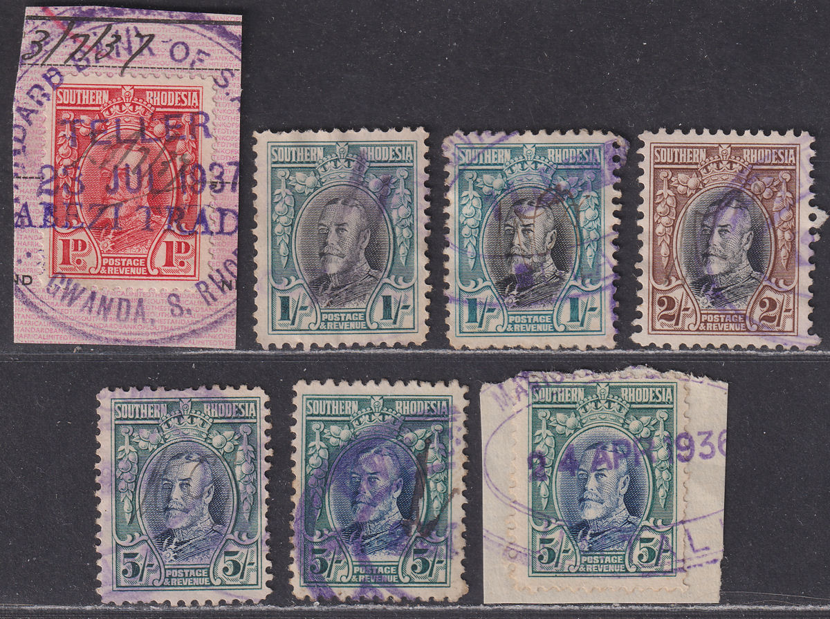 Southern Rhodesia 1931 KGV Field Marshal Selection to 5sh Fiscally Used