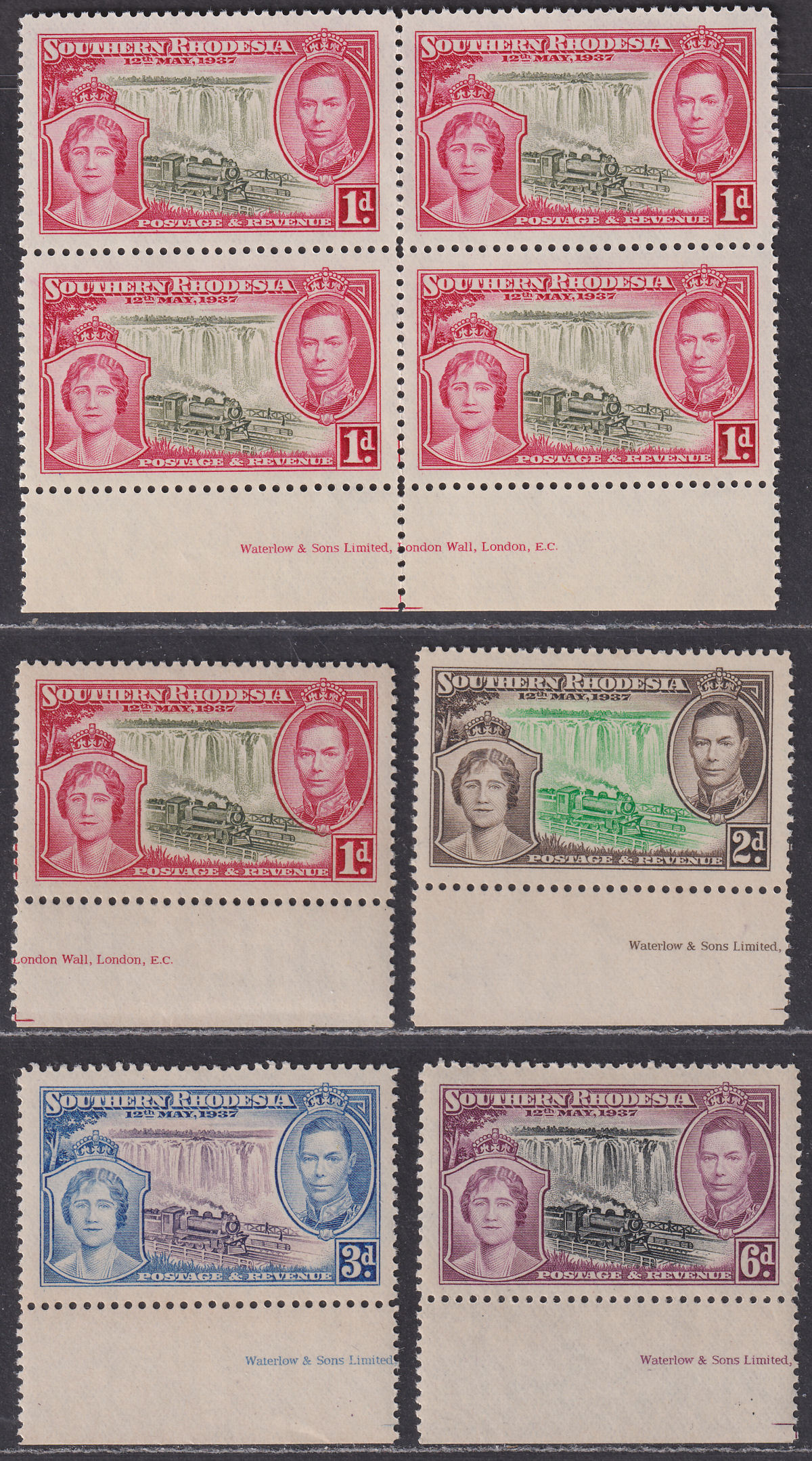 Southern Rhodesia 1937 KGVI Coronation Imprint Set Mint SG36-39