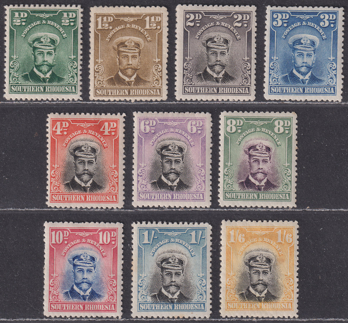 Southern Rhodesia 1924 KGV Admiral Part Set to 1sh6d Mint