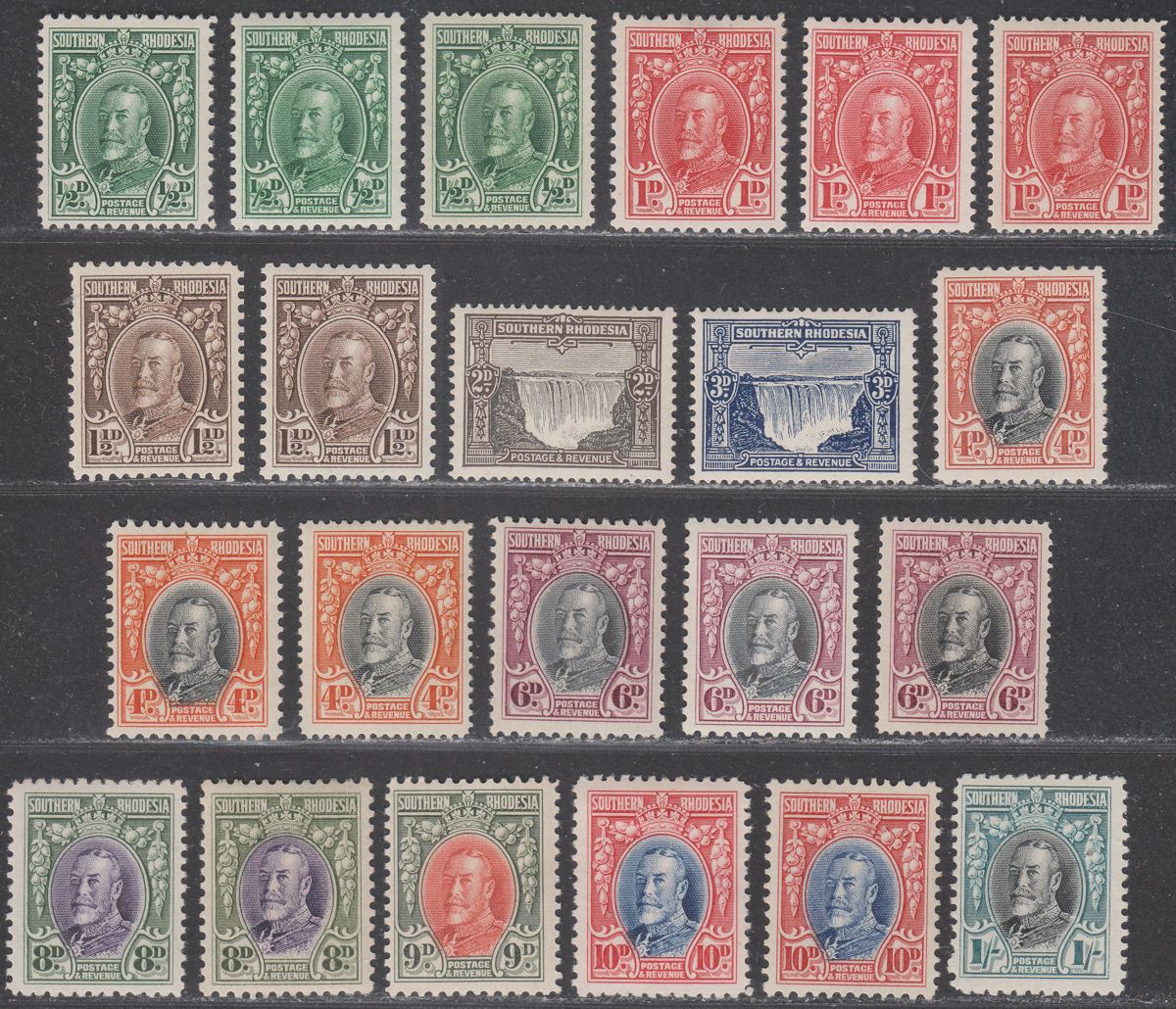 Southern Rhodesia 1931 KGV Field Marshal Set to 1sh Mint SG15-23 with good perfs