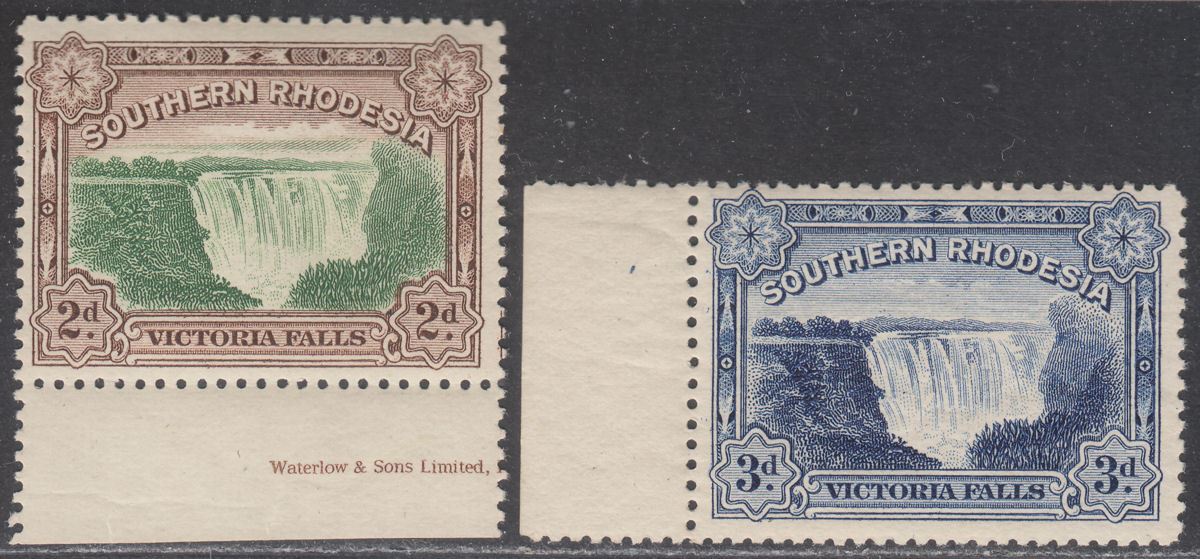 Southern Rhodesia 1932 KGV Victoria Falls 2d and 3d Mint SG29-30 cat £30