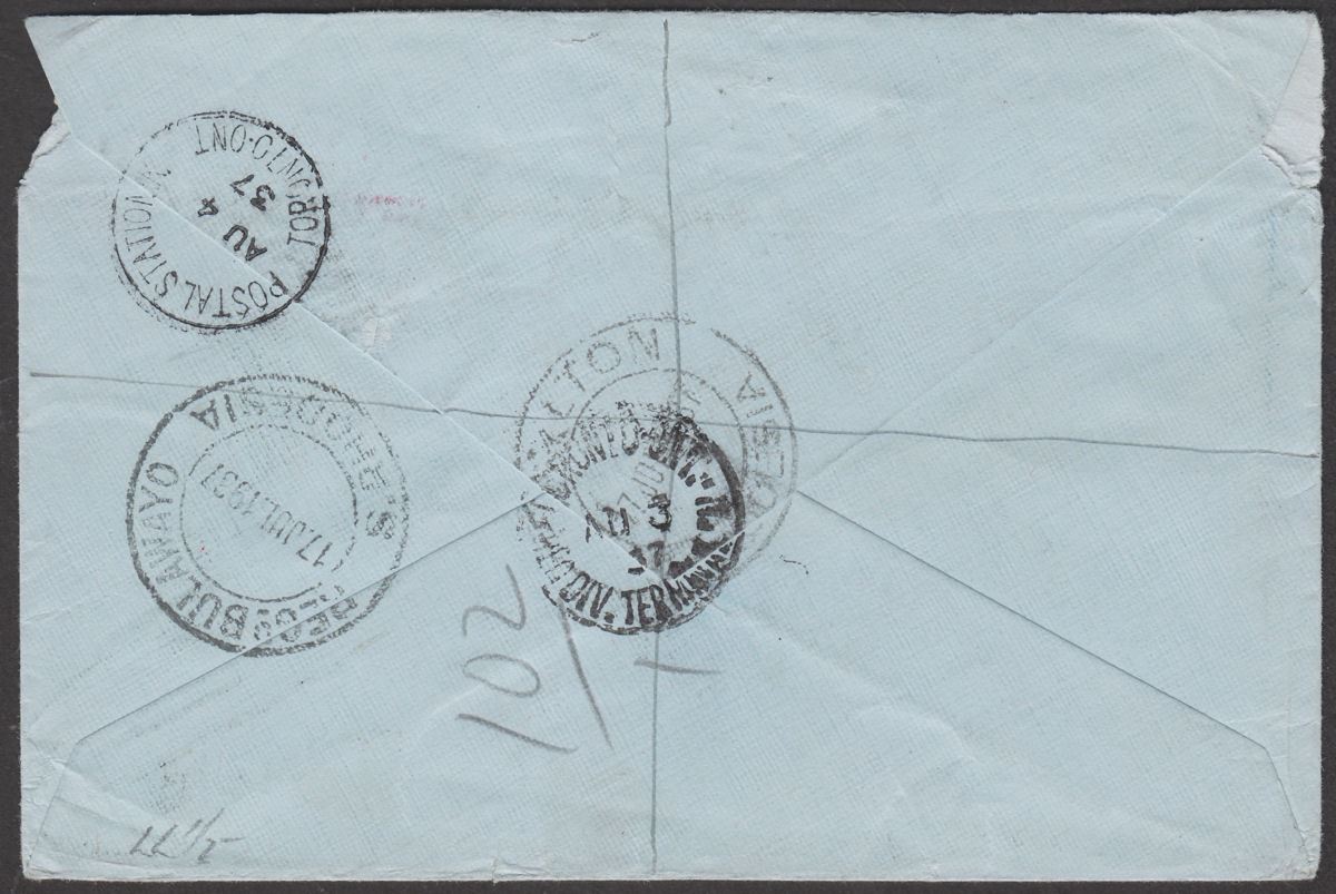 Southern Rhodesia 1937 KGV Field Marshal 6d 4d Used Reg Air Cover RAYLTON Canada
