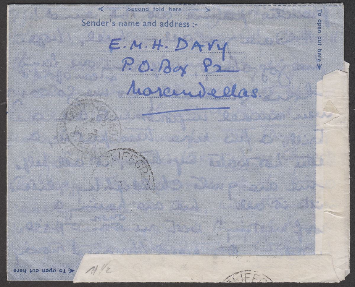 Southern Rhodesia 1952 KGVI 6d Postal Stat Air Letter Used Marandellas to Canada