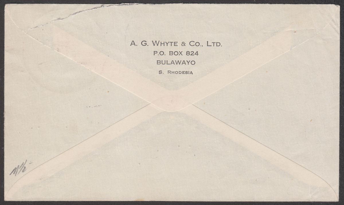 Southern Rhodesia 1950 KGVI 1d x 4 Used on Cover Bulawayo to Czechoslovakia