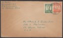 Click for more photos and details Southern Rhodesia 1952 KGVI 4d, ½d Used on Cover Hatfield to Indiana, USA