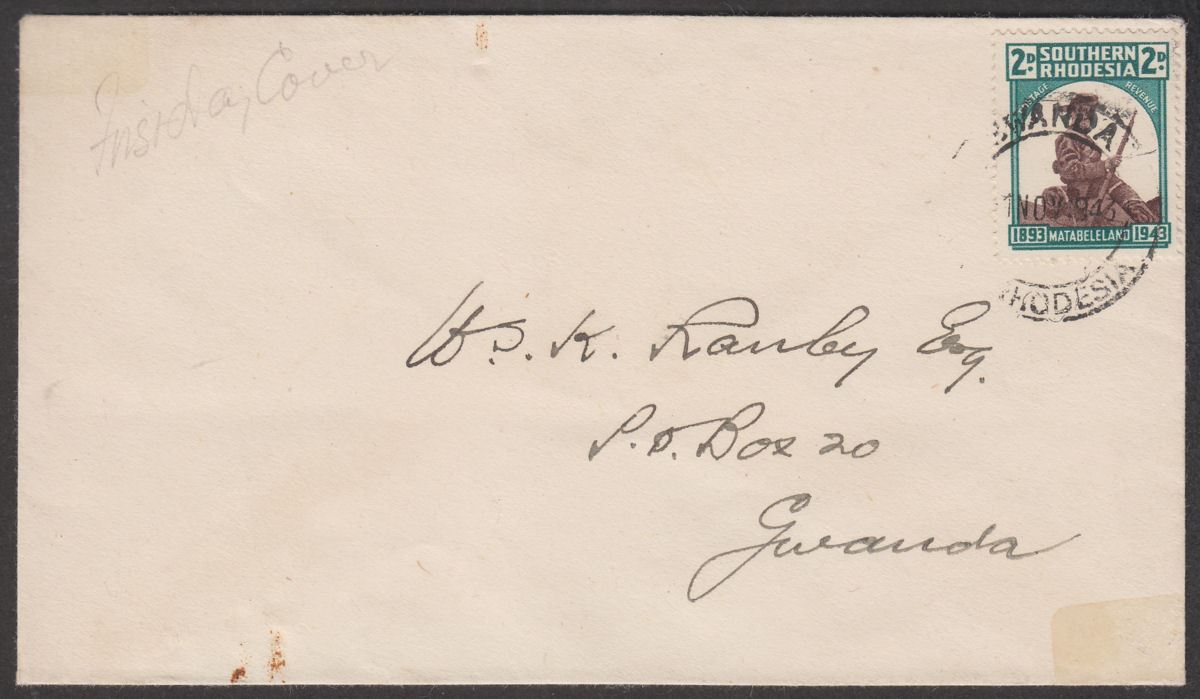 Southern Rhodesia 1943 KGVI Pioneer 2d Used on Local First Day Cover GWANDA