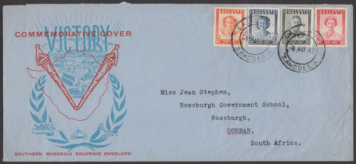 Southern Rhodesia 1947 KGVI Victory Set Used on Commemorative First Day Cover