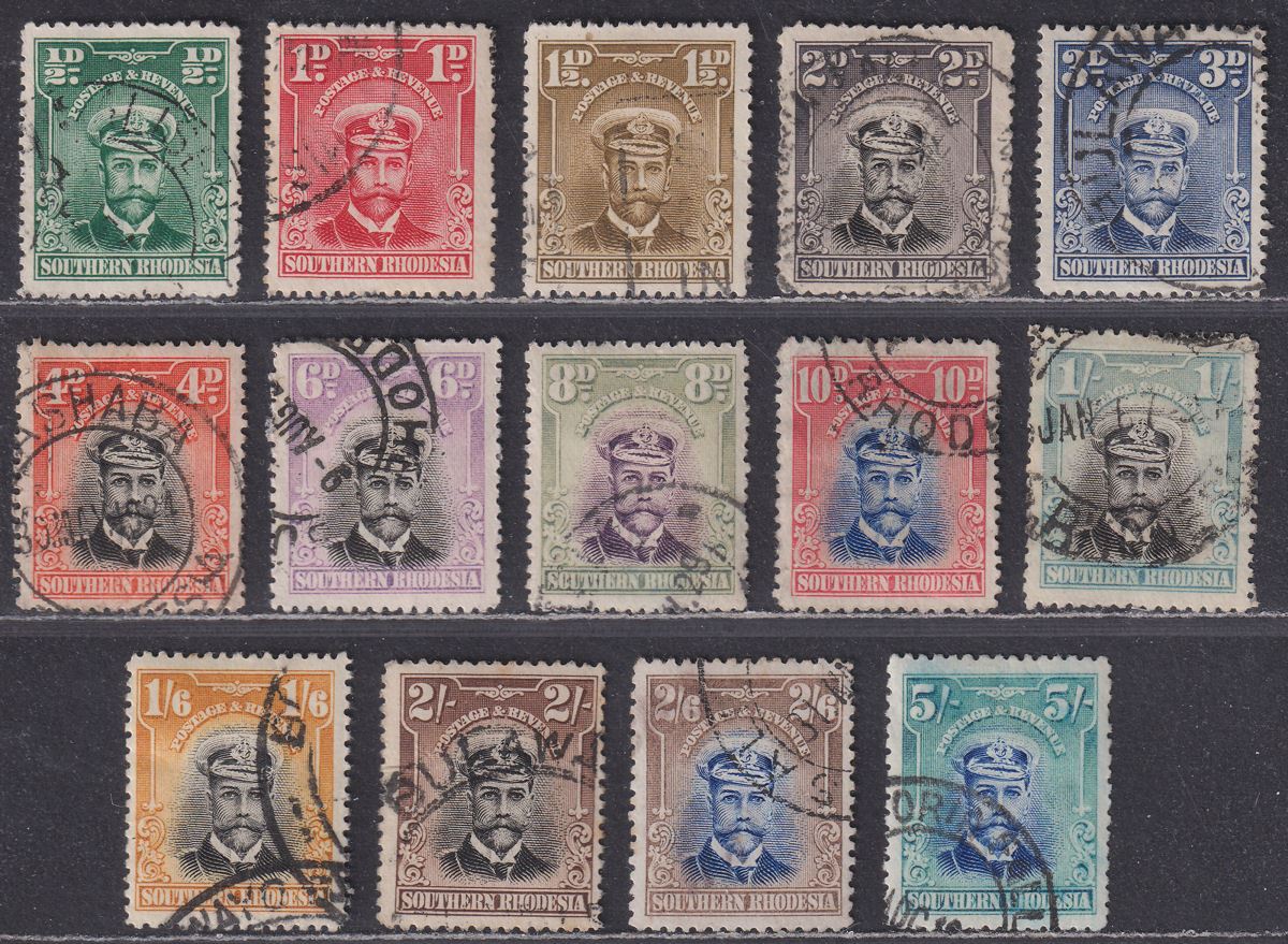 Southern Rhodesia 1924 KGV Admiral Set Used SG1-14 cat £425
