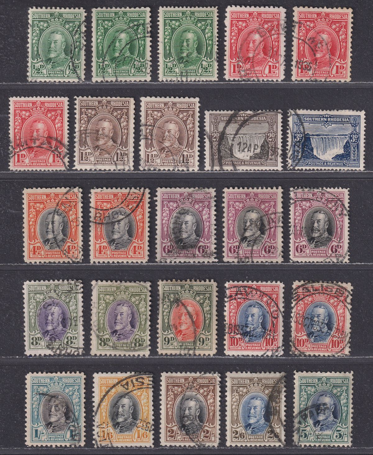 Southern Rhodesia 1931 KGV Field Marshal Set Used SG15-27 cat £180+