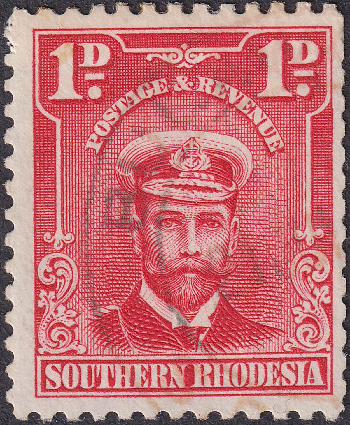 Southern Rhodesia 1929 KGV Admiral 1d Bright Rose Coil Perf 12½ Used* SG2d c£90
