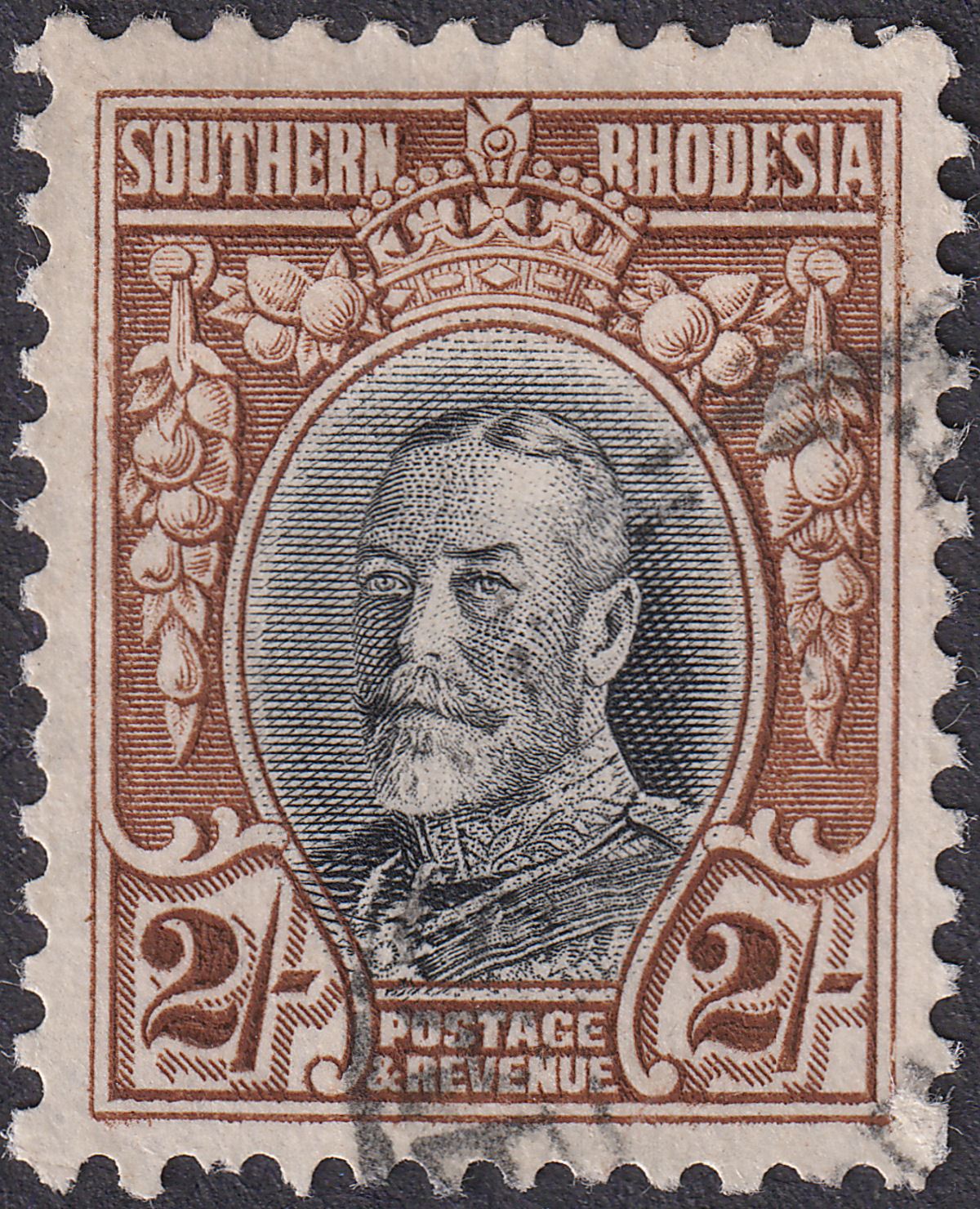 Southern Rhodesia 1933 KGV Field Marshal 2sh Black & Brown p11½ Used SG25a c £40