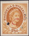 Rhodesia and Nyasaland 1956 QEII 2½d Ochre Imperf Printer