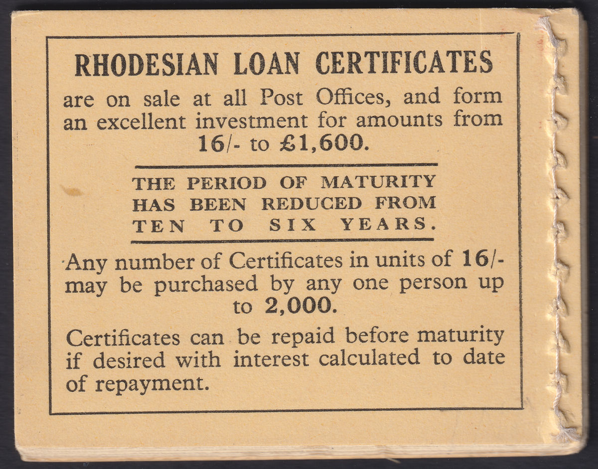 Southern Rhodesia c1946 KGVI 2sh6d Stamp Booklet Complete SB4b cat £350