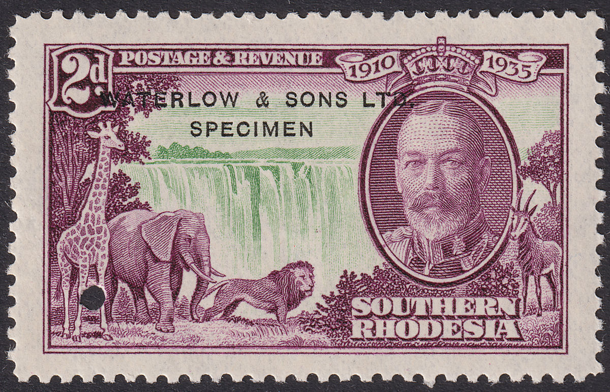 Southern Rhodesia 1935 KGV Silver Jubilee 2d Printer's SPECIMEN Sample SG32PS