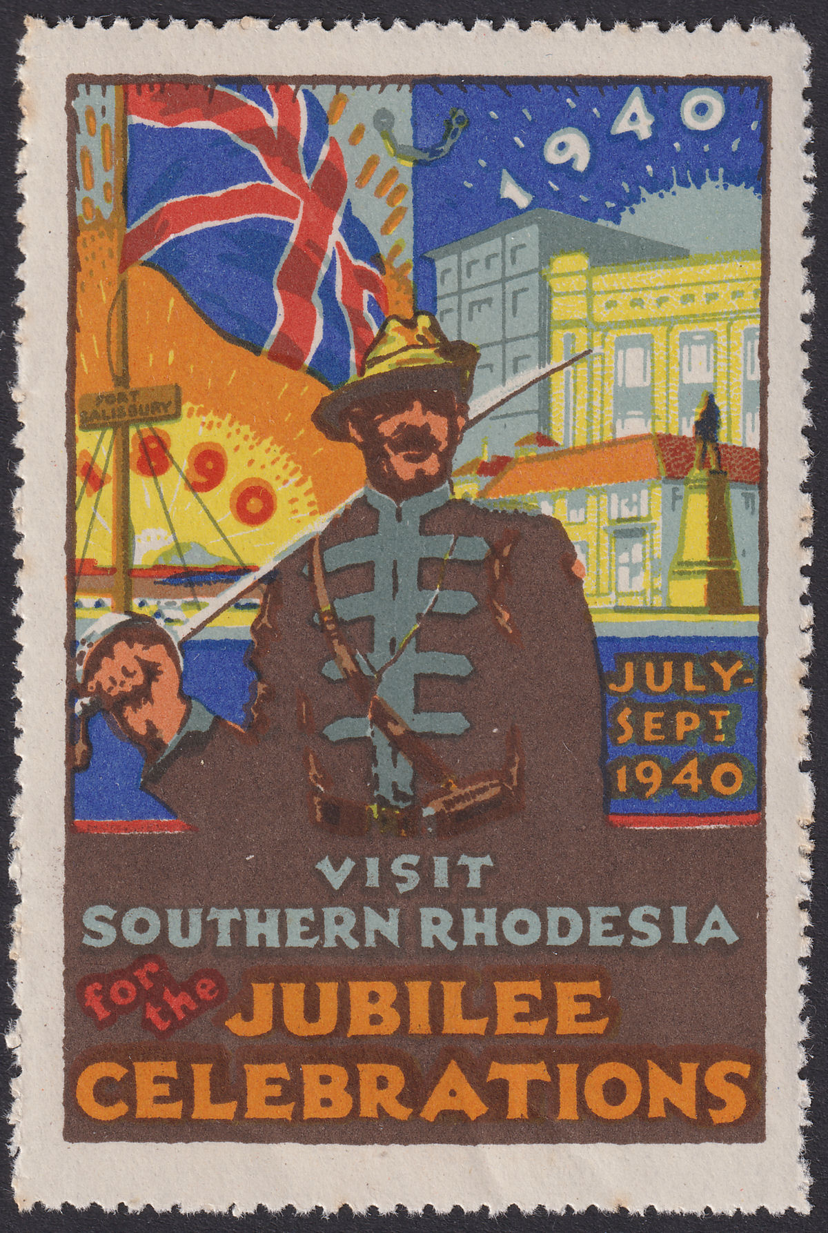 Southern Rhodesia 1940 Visit Golden Jubilee Celebrations Publicity Label