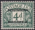 Click for more photos and details Southern Rhodesia 1951 KGVI Postage Due 4d Dull Grey-Green UM Mint SG D6 cat£300