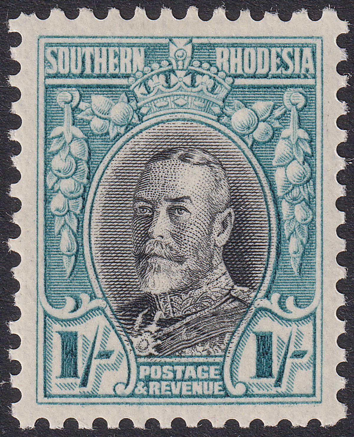 Southern Rhodesia 1935 KGV Field Marshal 1sh Blk + Gr Blue p11½ Mint SG23a c£150