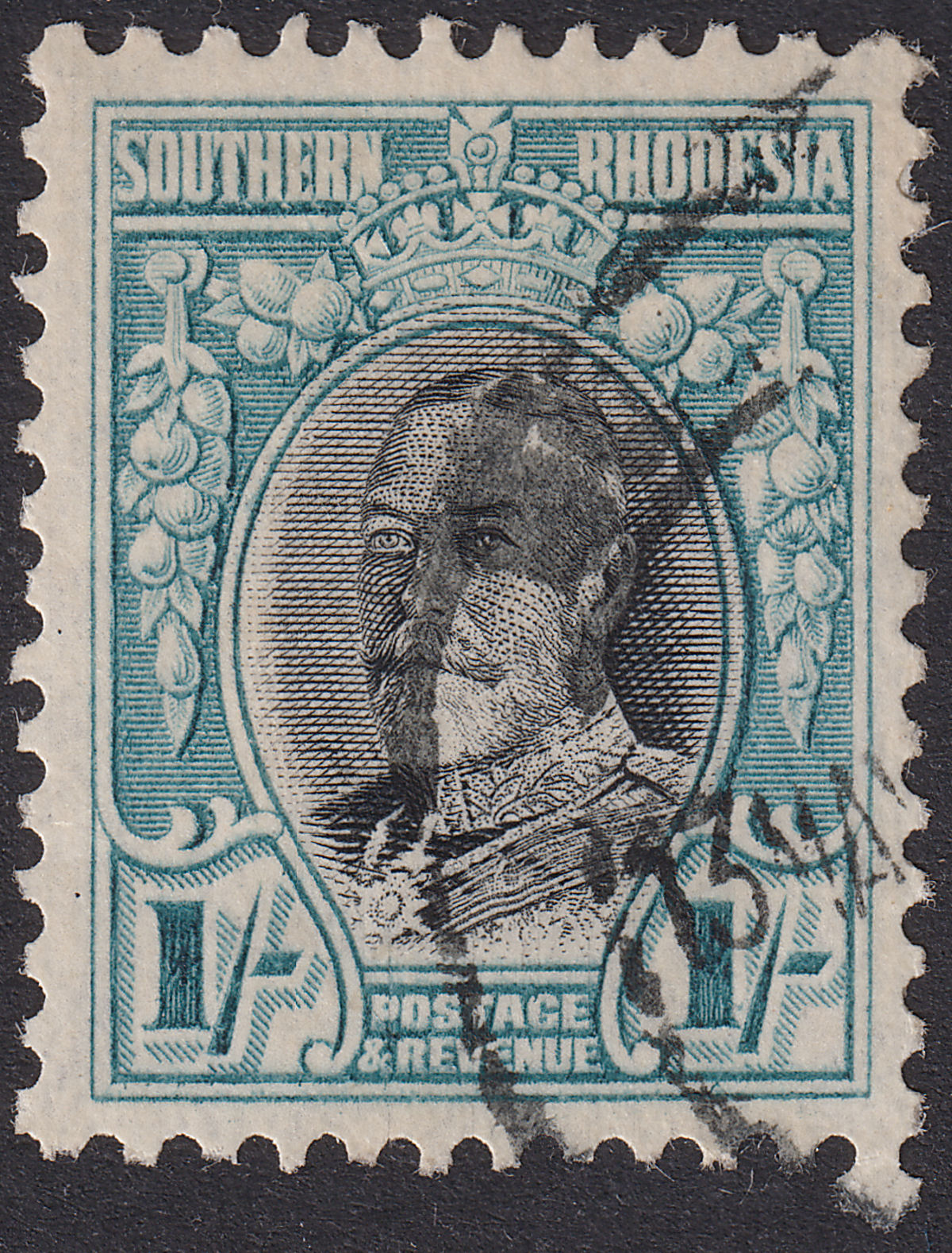 Southern Rhodesia 1935 KGV Field Marshal 1sh Black + Blue p11½ Used SG23a cat£75