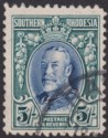 Click for more photos and details Southern Rhodesia 1931 KGV Field Marshal 5sh Blue + Blue-Green Used SG27 cat £70