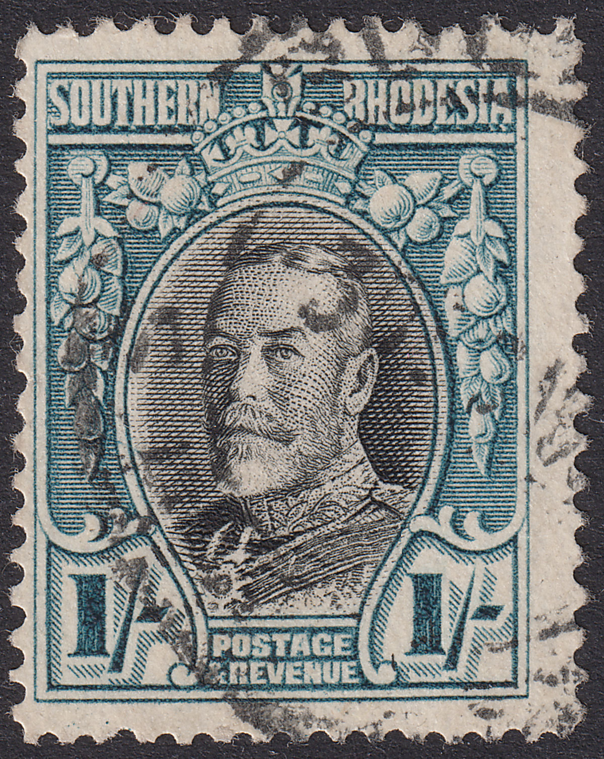 Southern Rhodesia 1937 KGV Field Marshal 1sh Black + Blue p14 Used SG23b cat£180