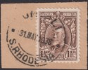 Click for more photos and details Southern Rhodesia 1933 KGV Field Marshal 1½d Chocolate p12 Used Piece SG16c c£50