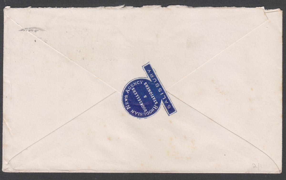 Southern Rhodesia 1935 KGV Field Marshal 4d + Falls 2d Used Air Cover SALISBURY
