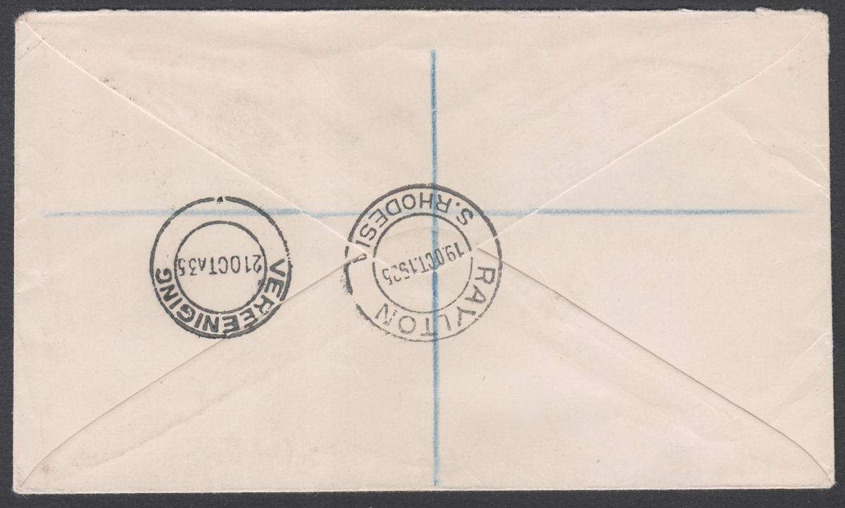 Southern Rhodesia 1935 KGV Field Marshal 4d+1d Used Reg Cover RAYLTON Transvaal