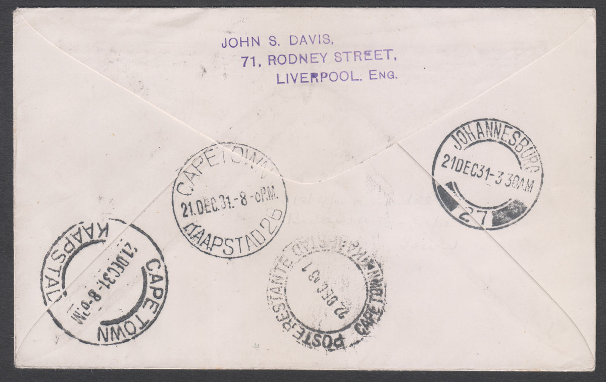 Southern Rhodesia 1931 KGV 3d+2d Commem Experim First Flight Cover Used BULAWAYO