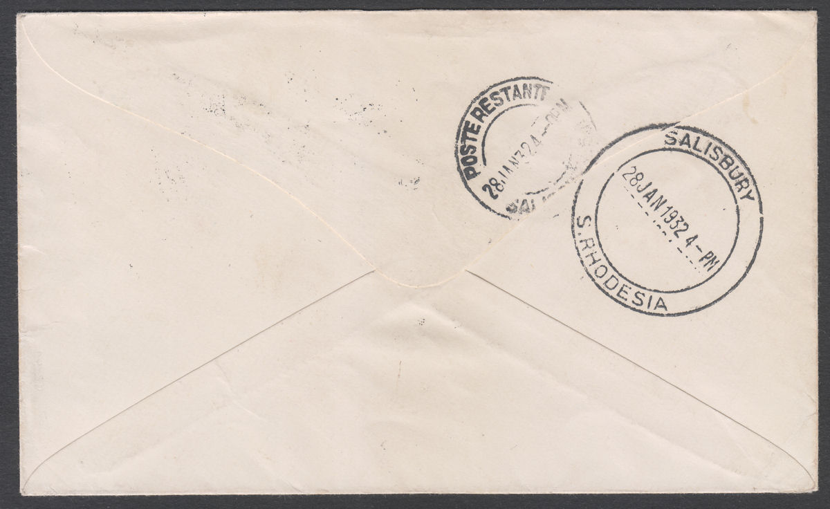 Southern Rhodesia 1932 KGV 4d First Official Airmail Cover BULAWAYO Salisbury