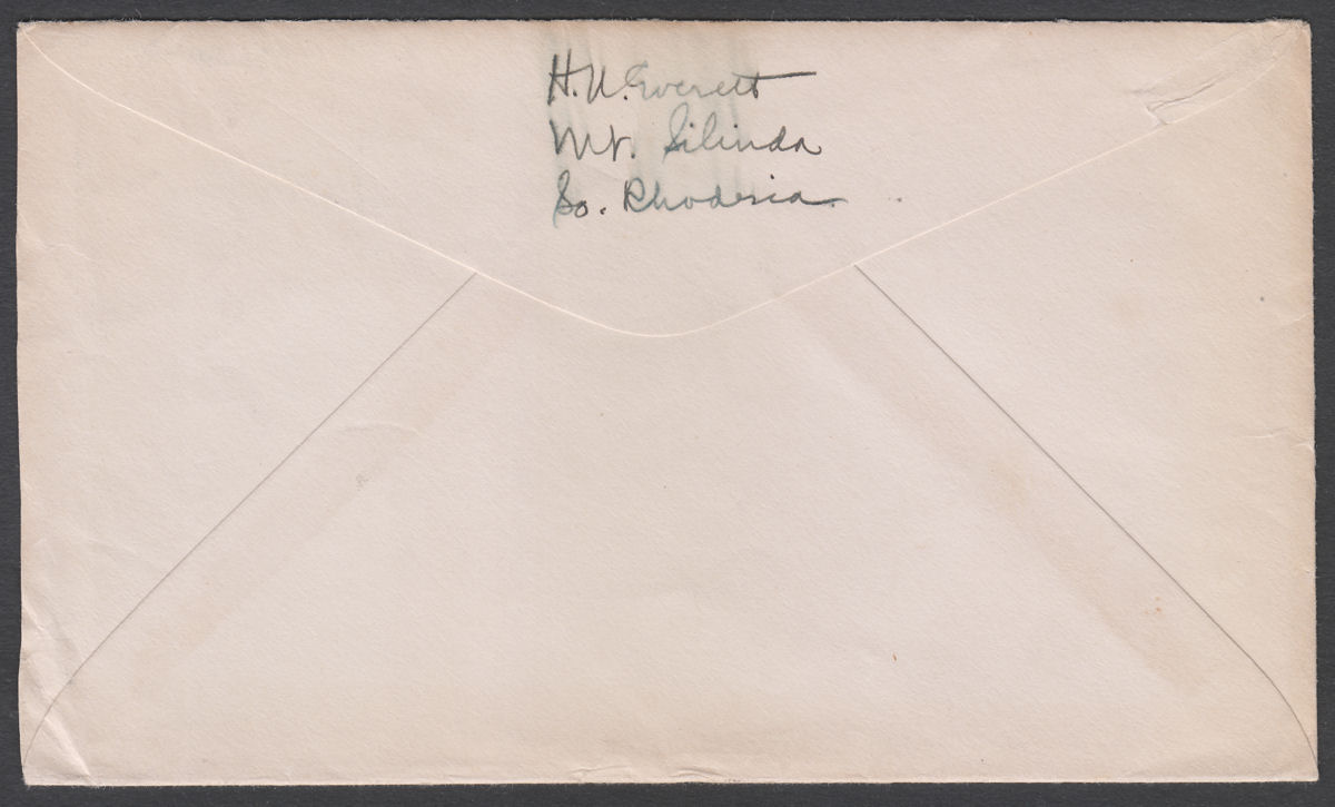Southern Rhodesia 1935 KGV Victoria Falls 3d Used on Cover MOUNT SILINDA to USA