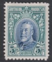 Click for more photos and details Southern Rhodesia 1931 KGV Field Marshal 5sh Blue + Blue-Green Mint SG27 cat £60