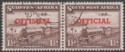 South West Africa 1951 KGVI 1½d Purple-Brown Official Pair Used SG O25
