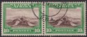 South West Africa 1931 KGV 10sh Red-Brown + Emerald Used Pair SG84 cat £70 tones