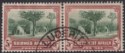 South West Africa 1931 KGV 5sh Sage-Green + Red-Brown Pair Used SG83 c£35 faults