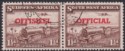 South West Africa 1952 KGVI Official 1½d Purple-Brown Pair Used SG O30 cat £40