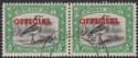 South West Africa 1952 KGVI Official ½d Black and Emerald Pair Used SG O28