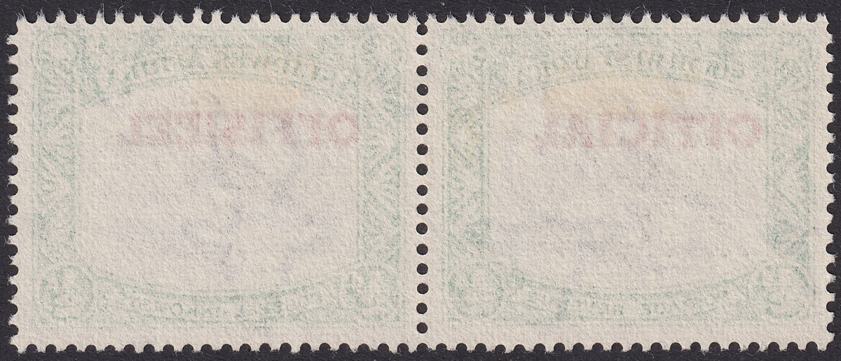 South West Africa 1952 KGVI Official ½d Black and Emerald Pair Used SG O28