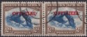 South West Africa 1952 KGVI Official 2d Blue and Brown Pair Used SG O31 cat £38