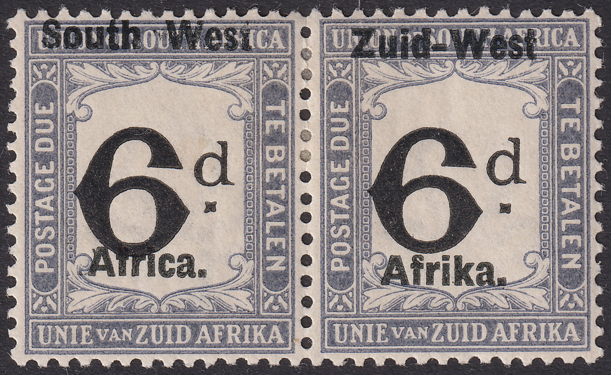 South West Africa 1923 KGV Postage Due Opt 6d Black + Slate Mint SG D5 cat £50