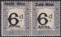 South West Africa 1923 KGV Postage Due Opt 6d Black + Slate Mint SG D5 cat £50