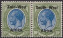 South West Africa 1923 KGV Zuid-West 14mm Overprint 10sh Pair Mint SG11 c£1600