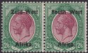 South West Africa 1923 KGV Zuid-West Overprint 2sh6d Pair Mint SG9 cat £75