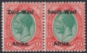 South West Africa 1923 KGV Zuid-West 14mm Overprint £1 Pair Mint SG12 c£900 THIN