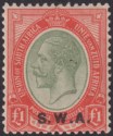 South West Africa 1927 KGV SWA Opt £1 Pale Olive-Green & Red Mint SG57 cat £130