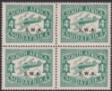 South West Africa 1930 KGV Airmail 4d Block w Short I in AIR Variety Mint SG72v
