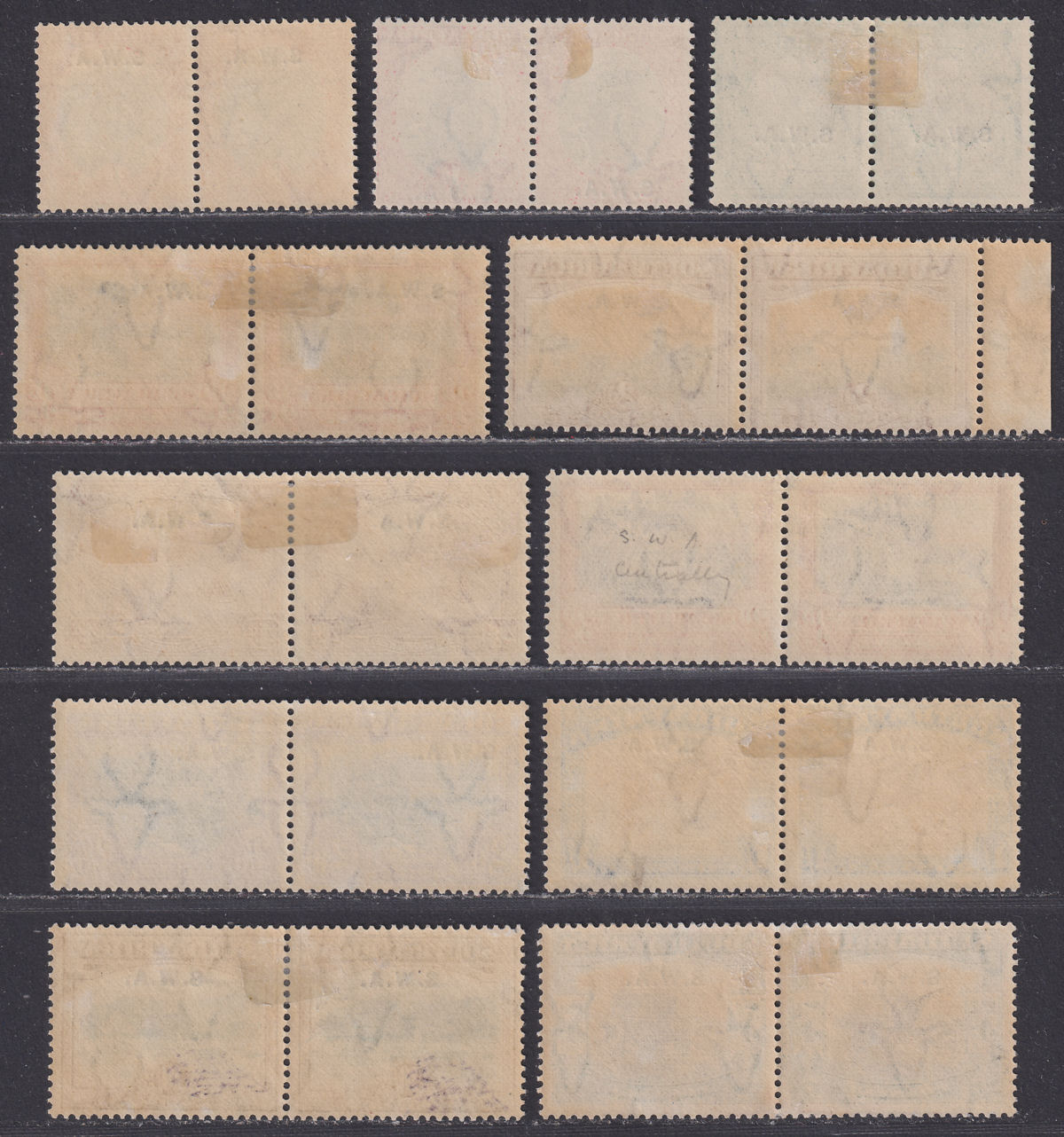 South West Africa 1927 KGV Opt Part Set to 10sh Mint toned gum cat £275