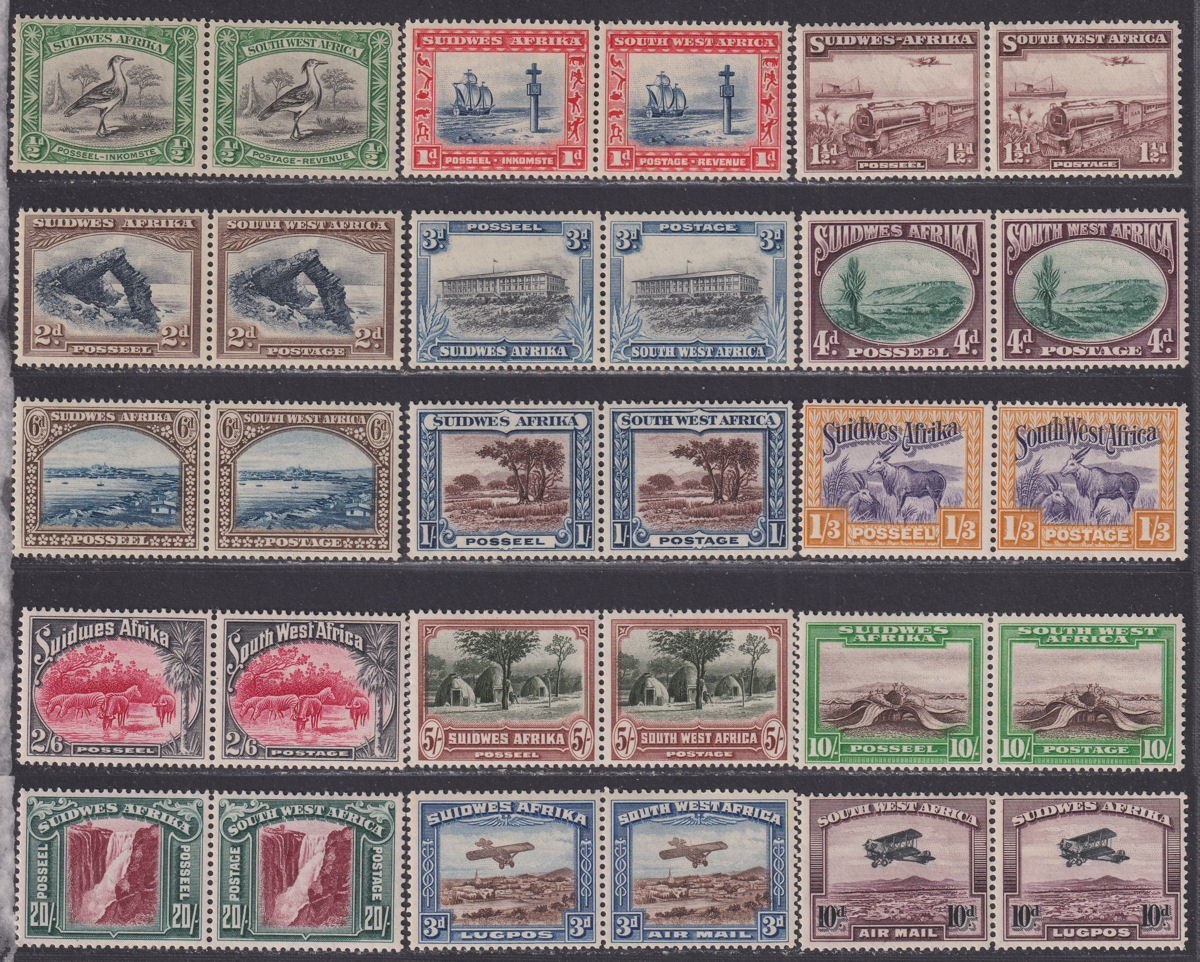 South West Africa 1931 KGV Pairs Set Mint SG74-87 cat £250 + Mail Train 