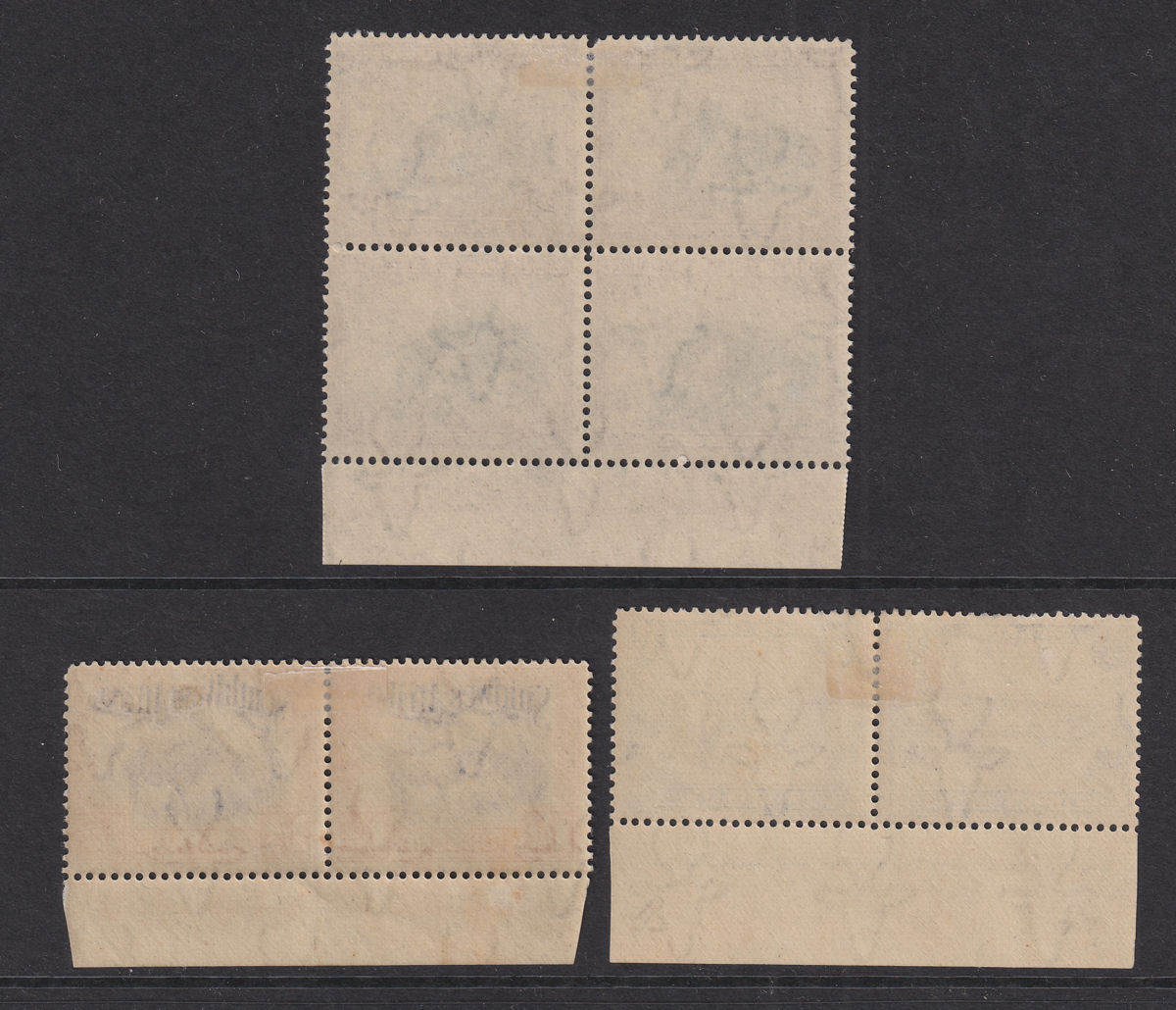 South West Africa 1931 KGV 2d, 3d, 1sh3d Imprint Block/Pairs Mint